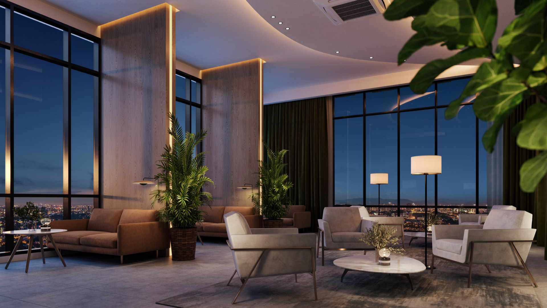 Landscaped leisure terrace